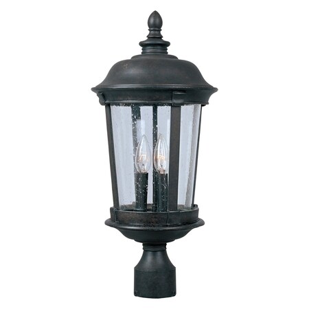 Maxim Three Light Bronze Seedy Glass Post Light 3021CDBZ